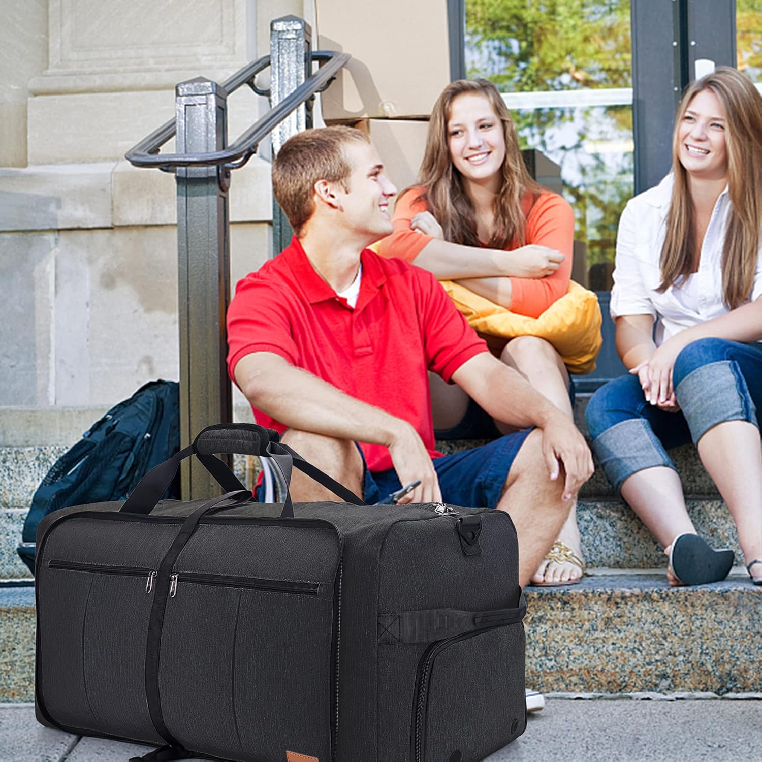 120L Foldable Collapsible Waterproof Travel Duffel Bag for Men and Women with Shoe Compartment - Image 7